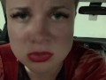 Dominatrix girlfriend wants a quickie in the car. POV, Role-Play, Exhibitionist, Car Sex