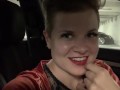 Dominatrix girlfriend wants a quickie in the car. POV, Role-Play, Exhibitionist, Car Sex