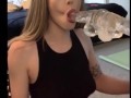 Dildo BJ with lots of spit
