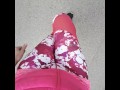Wetting gym pants outdoor desperation