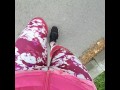 Wetting gym pants outdoor desperation