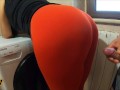 Step Mom in leggings teases and lets her Stepson touch, rub and cumshot on ass (over pants)1