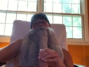 Old man Merlin discovers that fucking a fleshlight fake pussy is awesome and cums in it while moans