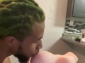 Amateur American Guy Stroking Big Dick & Licking & Eating Pussy
