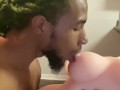 Amateur American Guy Stroking Big Dick & Licking & Eating Pussy