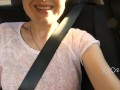 Innocent schoolgirl plays with pussy in Uber, until driver sees, public masturbation in a taxi