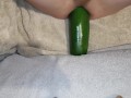 Big cucumber vegetable insertion anal training