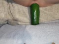 Big cucumber vegetable insertion anal training