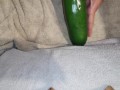 Big cucumber vegetable insertion anal training