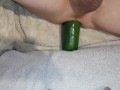 Big cucumber vegetable insertion anal training