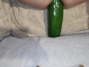 Big cucumber vegetable insertion anal training