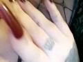 Wet goth pussy in fishnets 