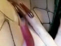 Wet goth pussy in fishnets 