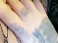 Wet goth pussy in fishnets 