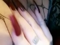 Wet goth pussy in fishnets 