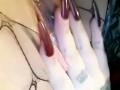 Wet goth pussy in fishnets 