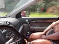 Flashing big tits in Saturday morning traffic 