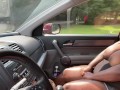 Flashing big tits in Saturday morning traffic 