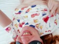 POV Blowjob Feet Soles View | Licking Cumshot from Face - Cum Kissing Redhead Ginger Teen