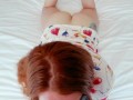 POV Blowjob Feet Soles View | Licking Cumshot from Face - Cum Kissing Redhead Ginger Teen