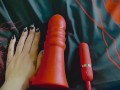 Massive toy shoved in tight ass