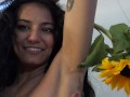 Will you fuck my armpits? Topless Sunflower Asian Girl Shows Off Armpits