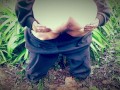 Aussie BBW Pees In Garden With The Birds Chirping 