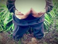 Aussie BBW Pees In Garden With The Birds Chirping 