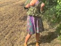 amateur couple summer bike tour with sex on a public cornfield