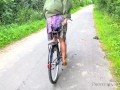 amateur couple summer bike tour with sex on a public cornfield