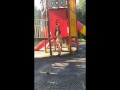 Beautiful, young exhibitionist girl shows off her beautiful body on the Playground