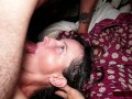 MILF Works Up A Sweat Sucking Cock and Getting Face Fucked, Then Swallows Whole Load