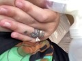 Milkymama in a bathing suit pumps milk filled tits while camping 