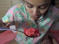 Ang Sarap! Filipina Babe Eats Watermelon With Giant Spoon