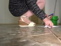 Observation of plump legs in the office hallway. Foot fetish and ASMR.