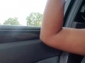 Hot Latina Flashing her Pussy and Tits on a Public HIGHWAY Taking Her PANTIES OFF in the CAR