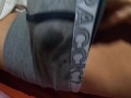 Step son has sensitive cock, cum on panties after a short time