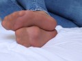 Reinforced Nylon Feet And Soles On Bed