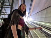 First-time voyeur plays with her pussy in an Amsterdam Metro Station