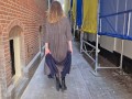 First-time voyeur plays with her pussy in the centre of Amsterdam in broad daylight