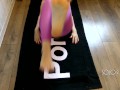 Hot fitness girl doing workout and playing with pussy, masturbating in yoga pants