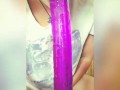 Teen virgin rides 12 inch dildo till she cums