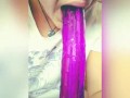 Teen virgin rides 12 inch dildo till she cums