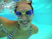 Underwater Mermaid. Amazing underwater show. Bikini underwater