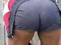 My Naughty Stepsister in Visible Pantyline Seethrough Tight Shorts Gardening - Candid Voyeur 