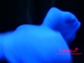 Mistress show beautiful feet in white socks in neon light, foot worship POV