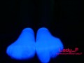 Mistress show beautiful feet in white socks in neon light, foot worship POV