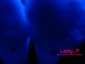 Mistress show beautiful feet in white socks in neon light, foot worship POV