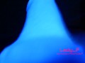 Mistress show beautiful feet in white socks in neon light, foot worship POV