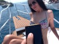 HOT BRUNETTE IN A BIKINI GETS AN ORGASM ON YACHT WHITH LOVENSE CONTROL (VIBRATOR IN PUSSY)